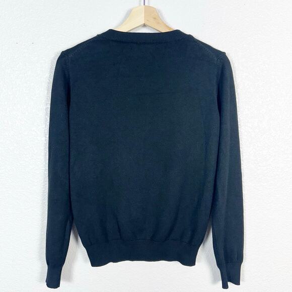 Comme Des Garcons Play Women’s Long Sleeve Logo Wool Cardigan Sweater in Black L - Picture 4 of 9